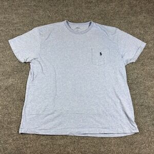 Polo Ralph Lauren Shirt Mens Large Blue Heather Pocket Short Sleeve Logo Tee